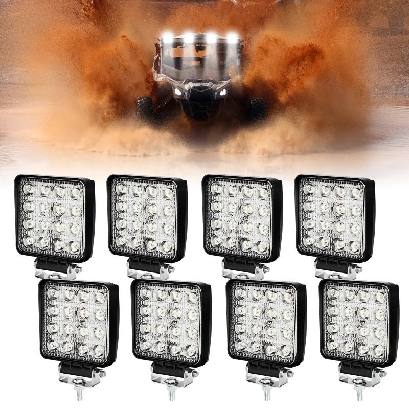 8 szt. 48W kwadratowa lampa robocza LED DC 12V 24V do quada, łodzi, ciągnika, pojazdu terenowego, wodoodporna