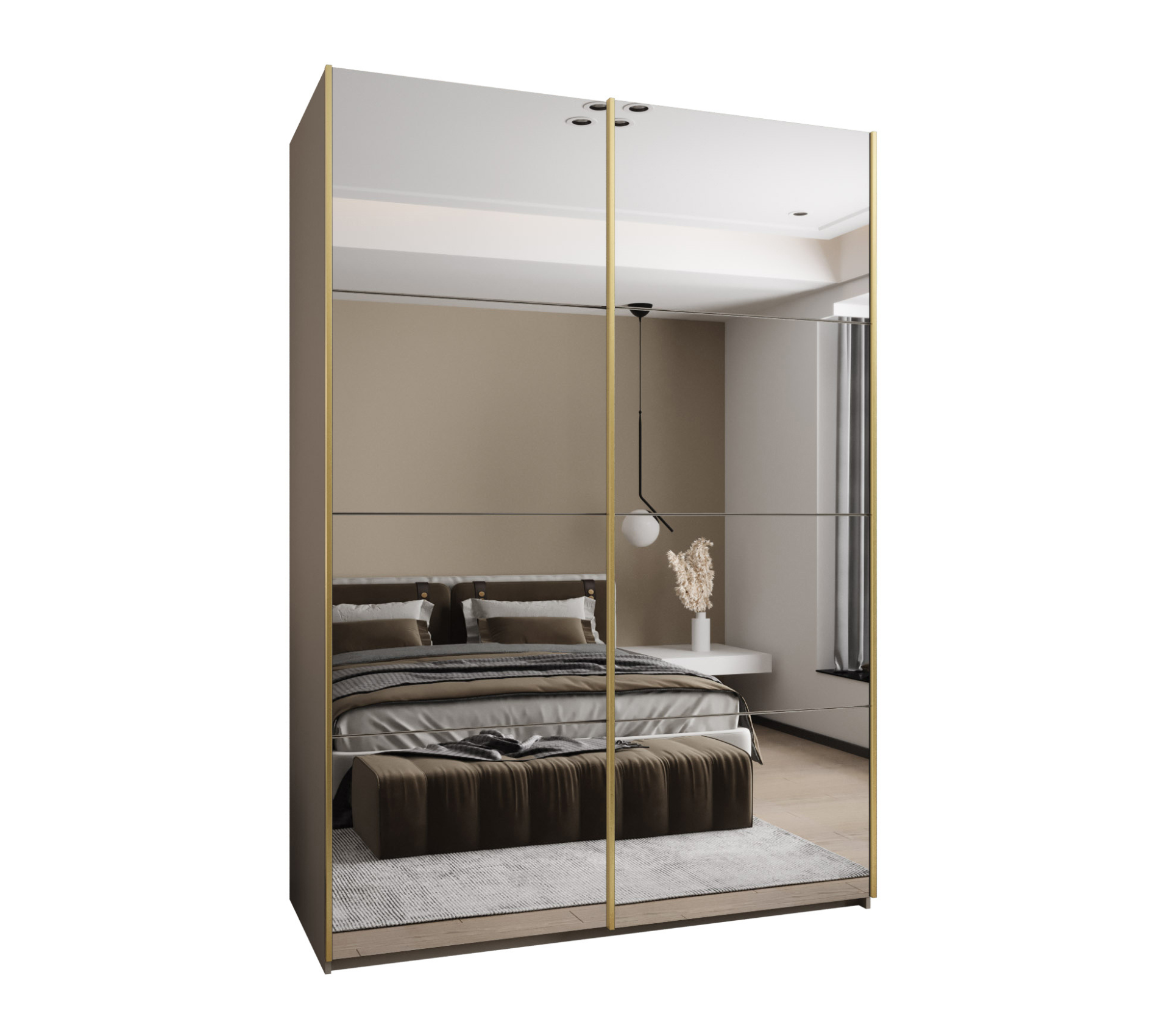 Szafa przesuwna wysoka Lux 2 170 x 64 x 245,5 cm kaszmir + kaszmir + u. złoty - Abiks Meble