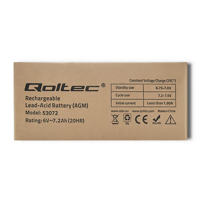 Batterie Qoltec 53072 AGM | 6V | 7,2 Ah - 7