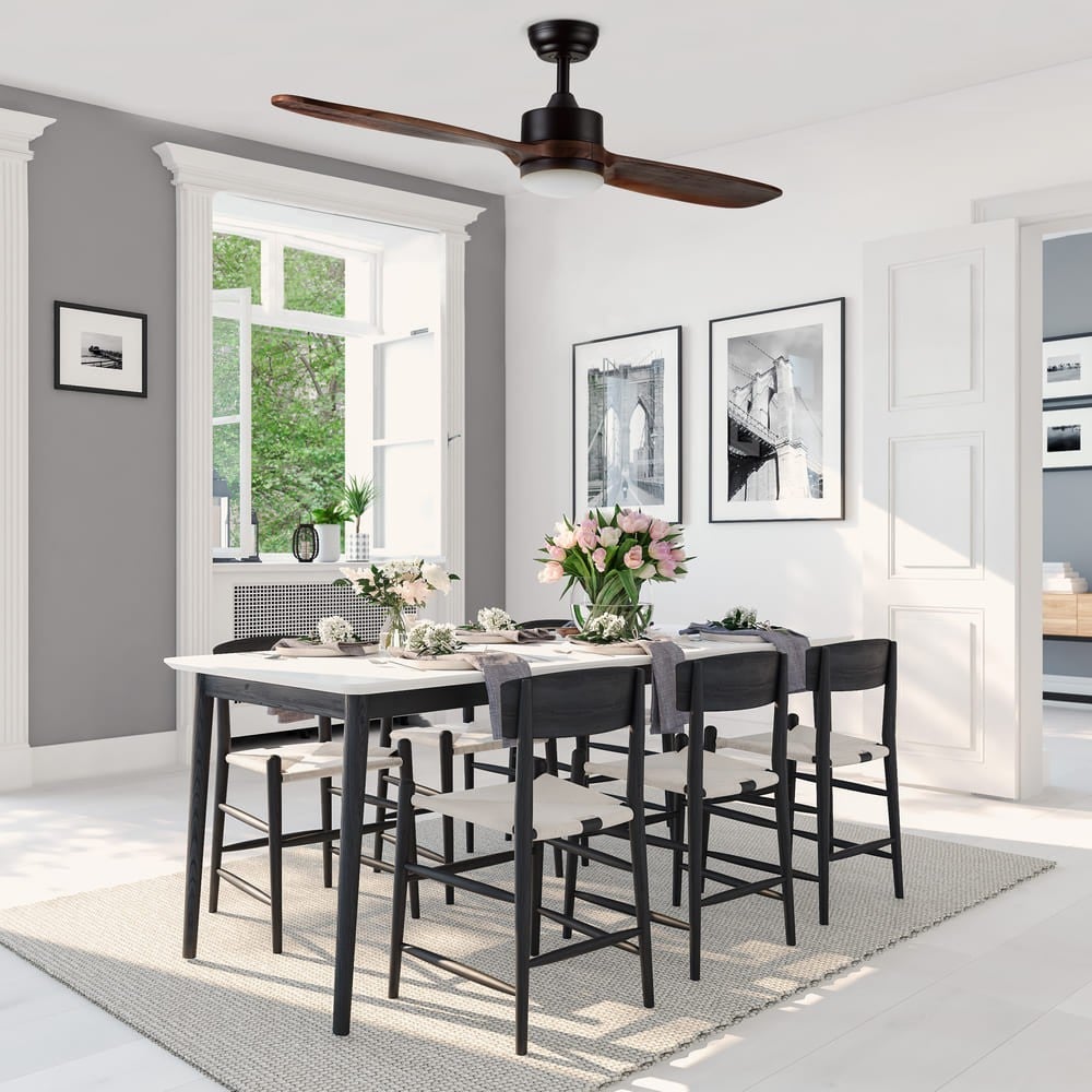 Ventilatore da soffitto con luce LED Bava 15W con 2 pale in legno e telecomando con timer ø132cm - 4