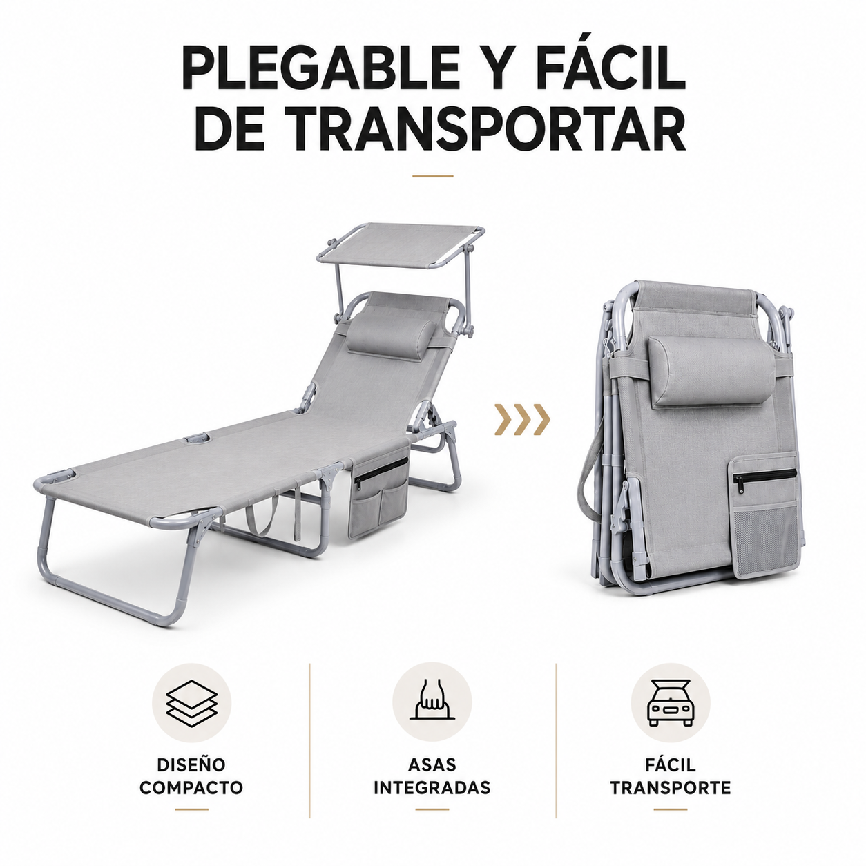 Pack 2 Espreguiçadeiras Dobráveis com Guarda-sol Ajustável para Jardim e Praia - 4