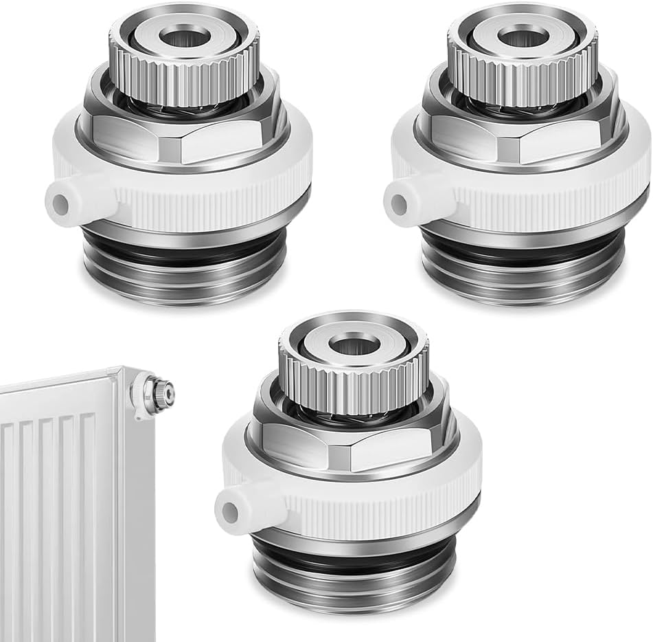 Zawór spustowy grzejnikowy, automatyczny, 3 szt., zawór spustowy 1/2" z odpowietrznikiem, mosiężny zawór odcinający powietrze