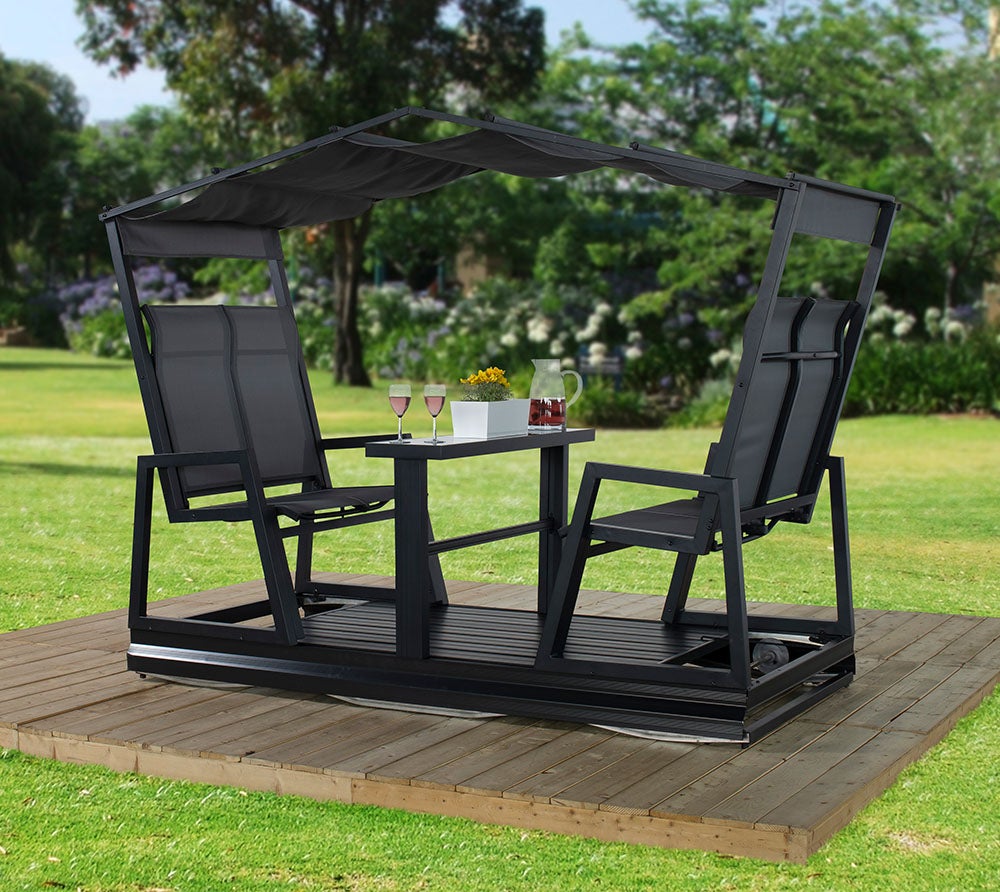 Sojag Aluminium Balançoire de jardin Carleton | pour 4 personnes | Noir | 223x112x192 cm - 2