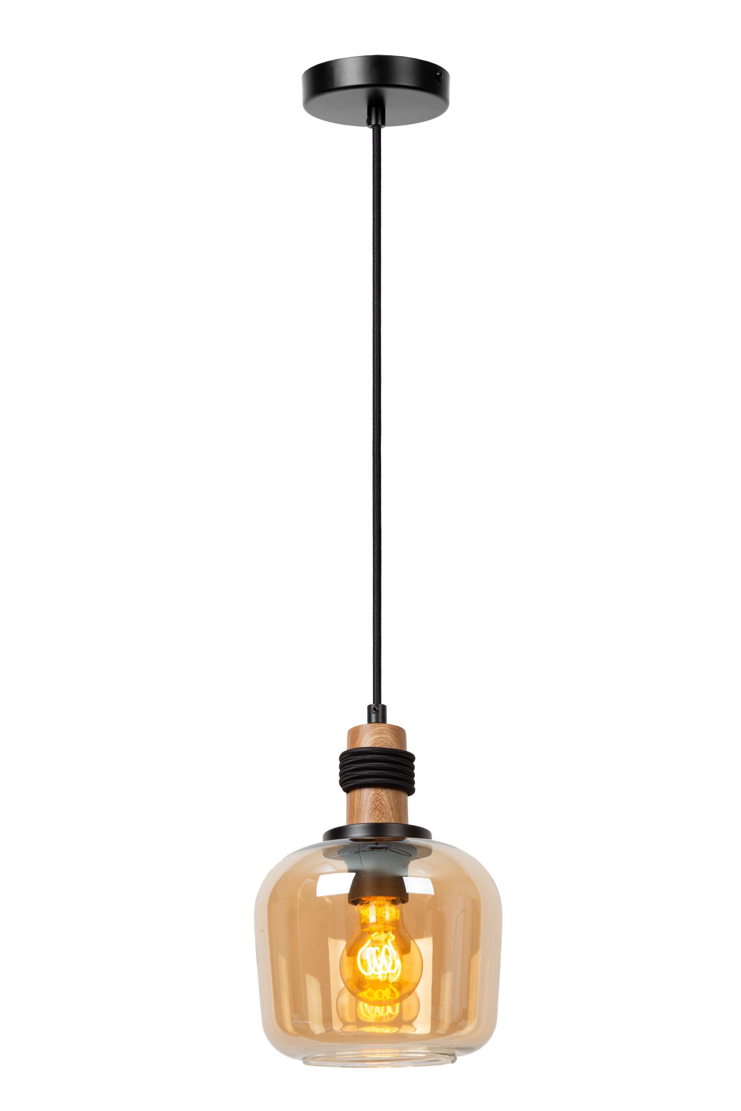 Lampa wisząca ILONA czarno-miodowy 1xE27x40W szkło wym:161x18x18cm IP20 Lucide