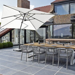 Parasol déporté aluminium noir toile écrue 4x3 m Poseidon