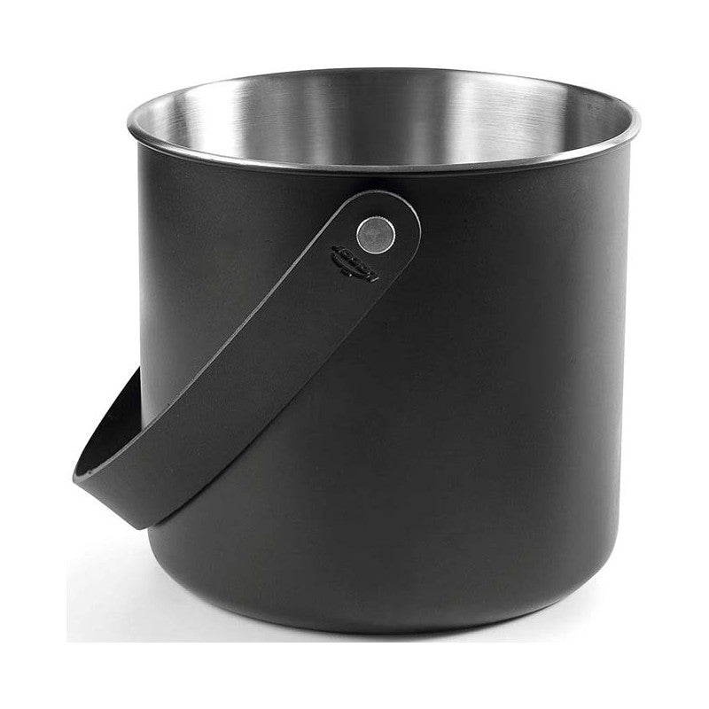 Cubitera inoxidable moon black 5,6 l con asas de cuero | cubitera acero inox elegante 5,6 litros para enfriar bebidas