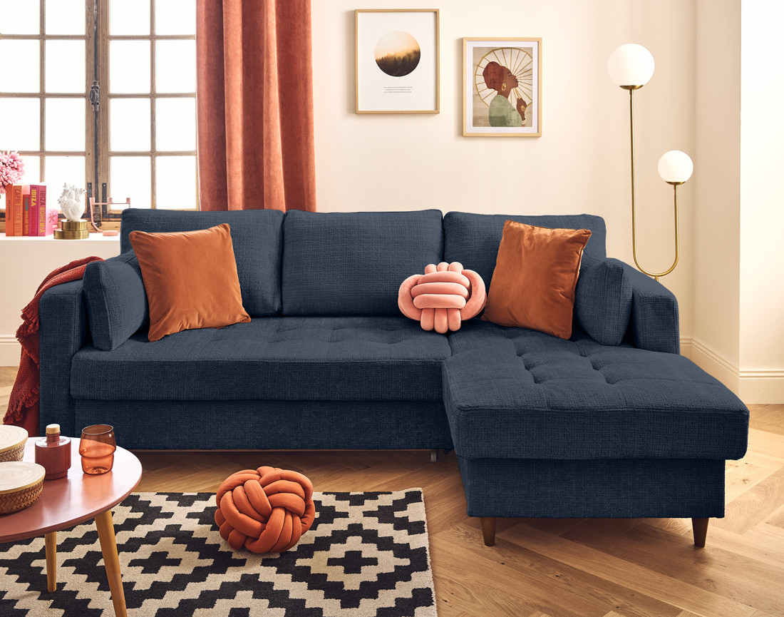 Canapé D'angle Convertible CLELIA Gris - 4 Places, Mousse, Neuf