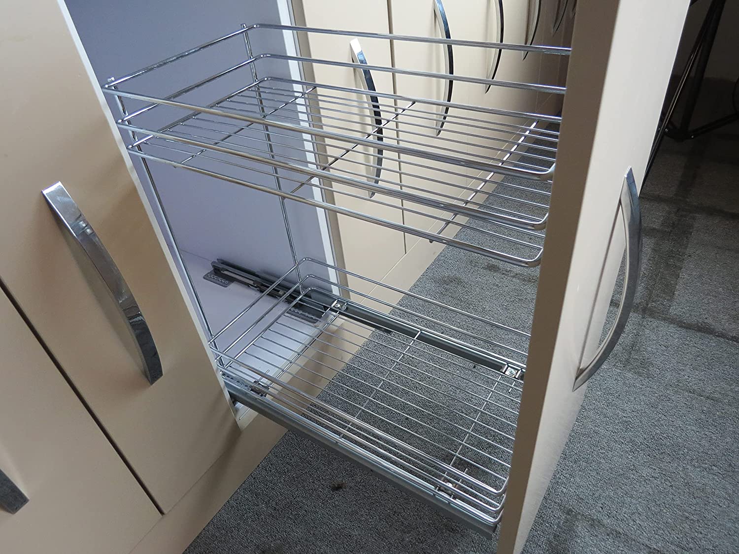 HBL' 2 Cassetti Estraibili Per Mobili - 25 Cm Larghezza - Acciaio Al Carbonio, Montaggio Adesivo