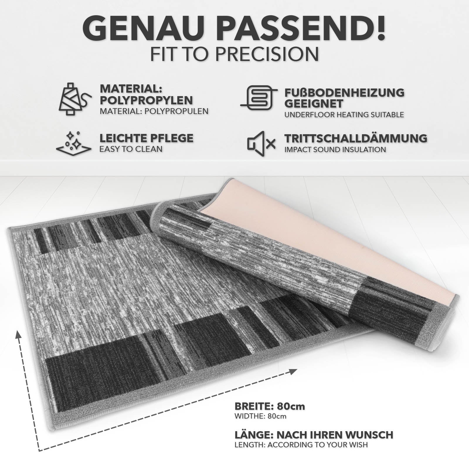 Tapis de couloir Navona Anthracite, 80 x 200 cm - 3