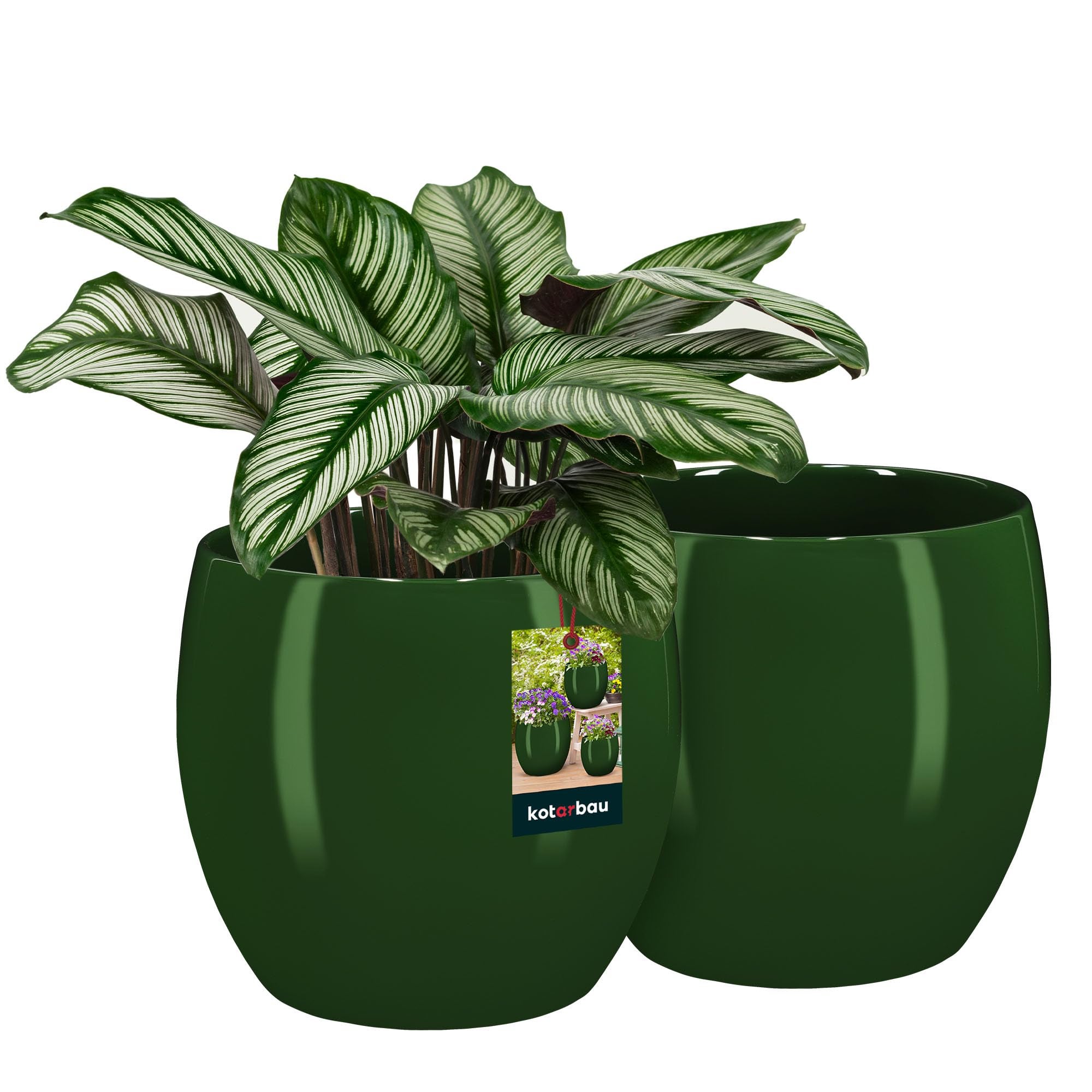 Doniczka ceramiczna szkliwiona zielona na kwiaty 21 cm zestaw 2 szt. - KOTARBAU