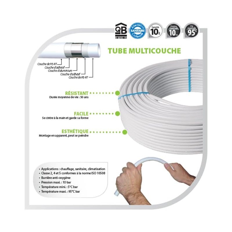 Couronne de tube multicouche 32mm 25m. Épaisseur 2,5 mm. Installation facile pour réseaux d'eau potable et chauffage - 2