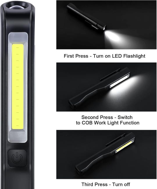 Lampe de Travail LED Rechargeable Lampe atelier Puissante 3W COB Torche Lampe de Travail LED Rechargeable Lampe atelier Puissante 3W COB Torche