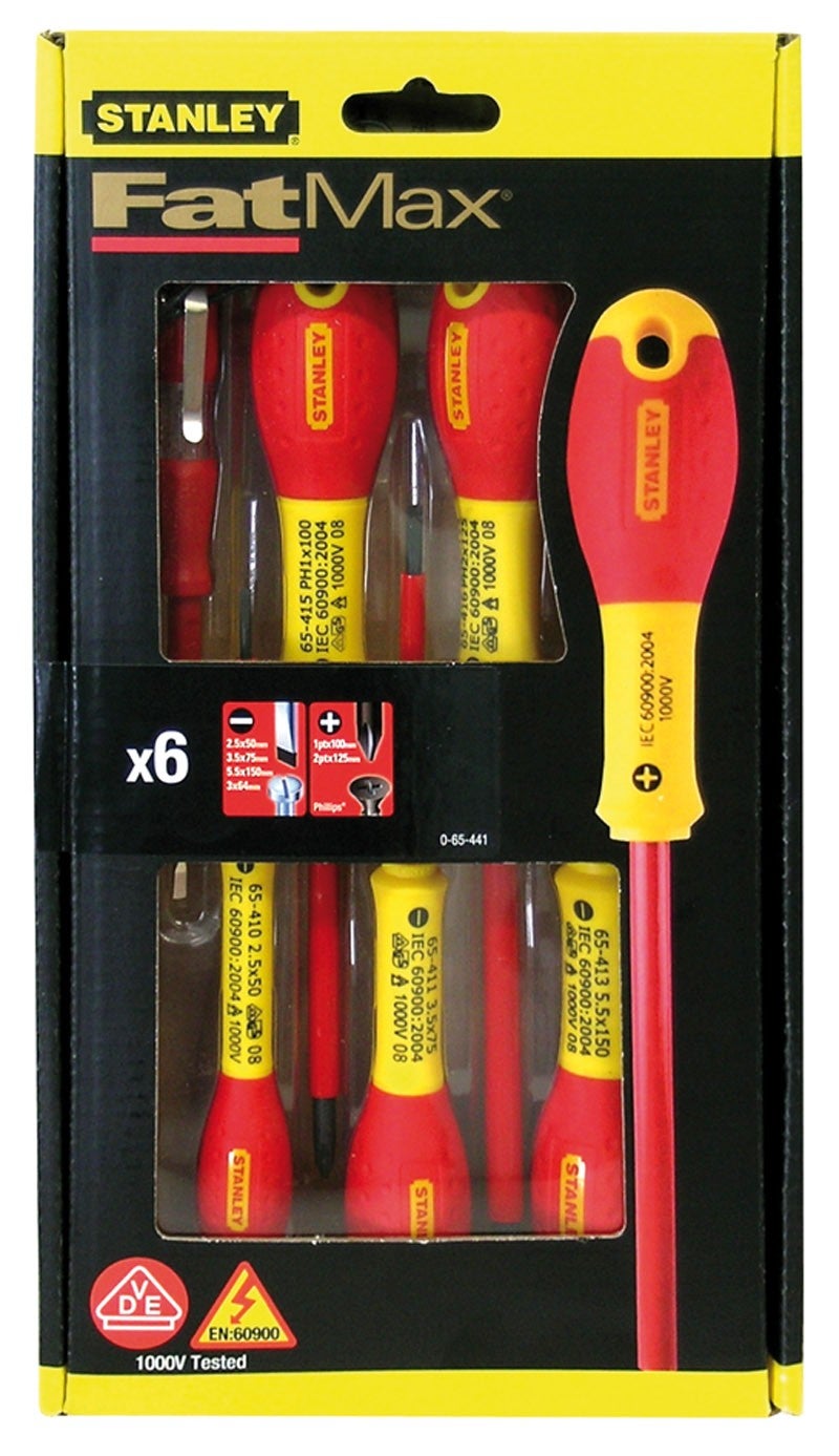 Coffret de tournevis isolés 1000V FatMax® - 6 pcs (Electricien / Phillips) STANLEY 0-65441 - 5