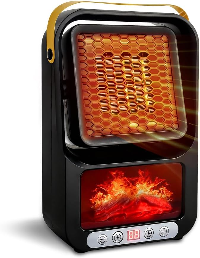 XPJBKC Chauffage Soufflant, Petit Chauffage Electrique 800 W avec Thermostat et Télécommande, Minuterie 1-12 Heures, Radiateur Soufflant pour Chambres, Bureaux, Salles de Bains