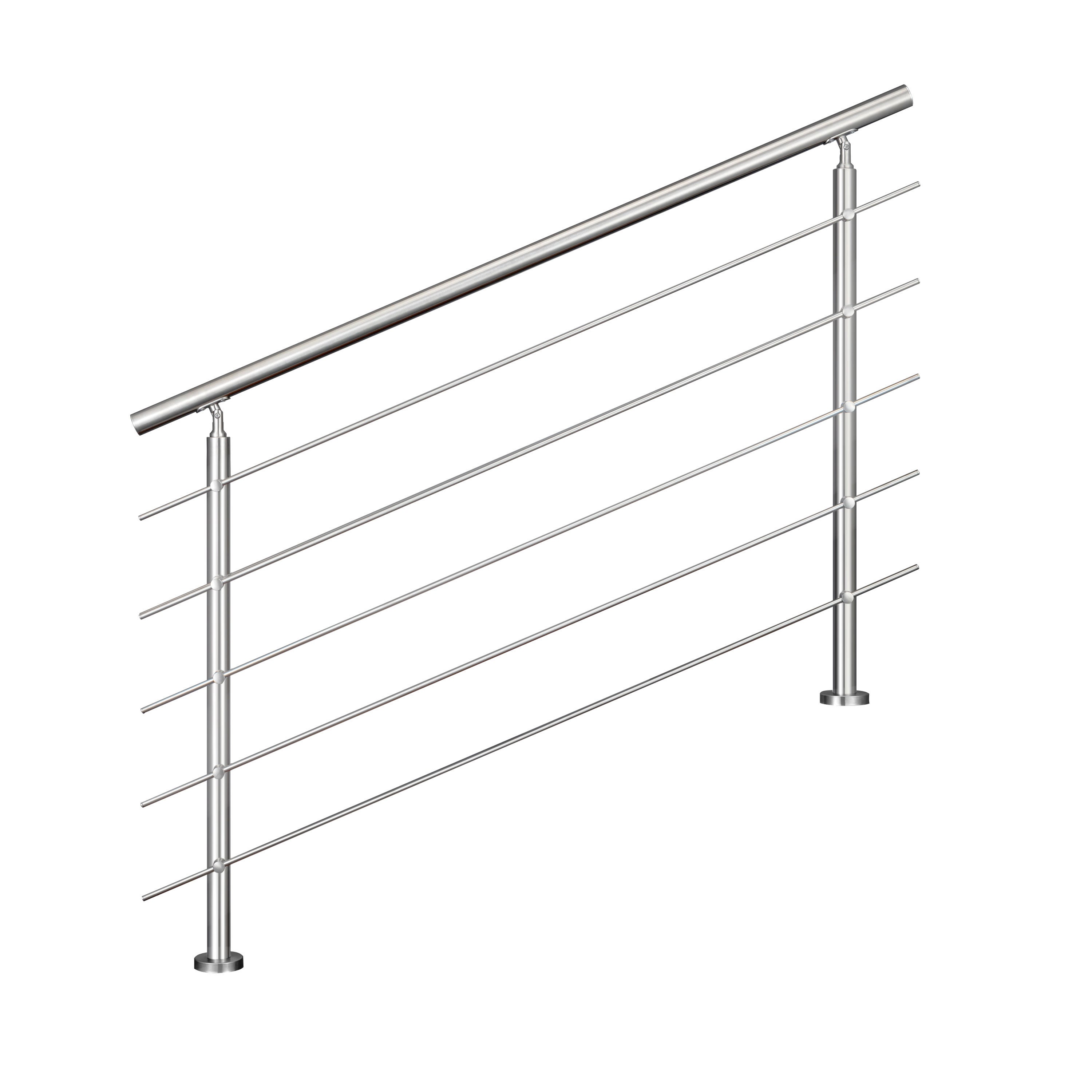 Barandilla De Escalera AICA - Acero Inoxidable 304, 100x106 Cm, 5 Travesaños, Para Interior Y Exterior