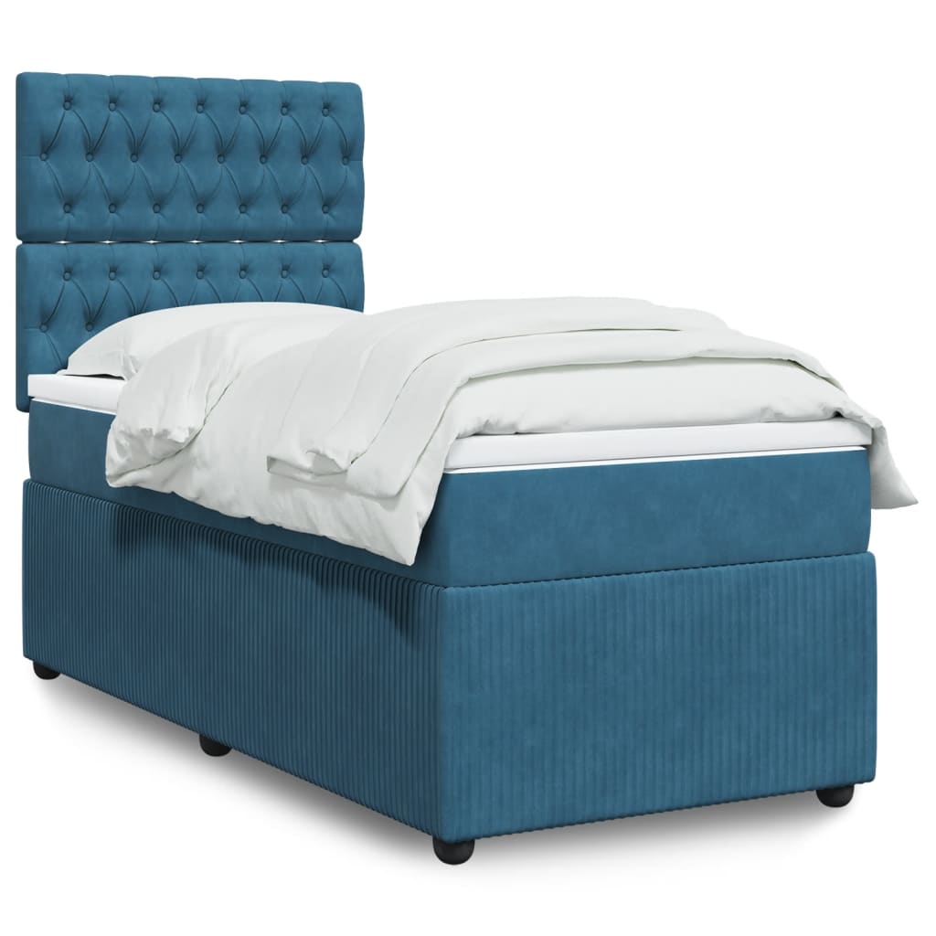 Sommier à lattes de lit avec matelas bleu 100x200 cm — COMFORTXL - 2