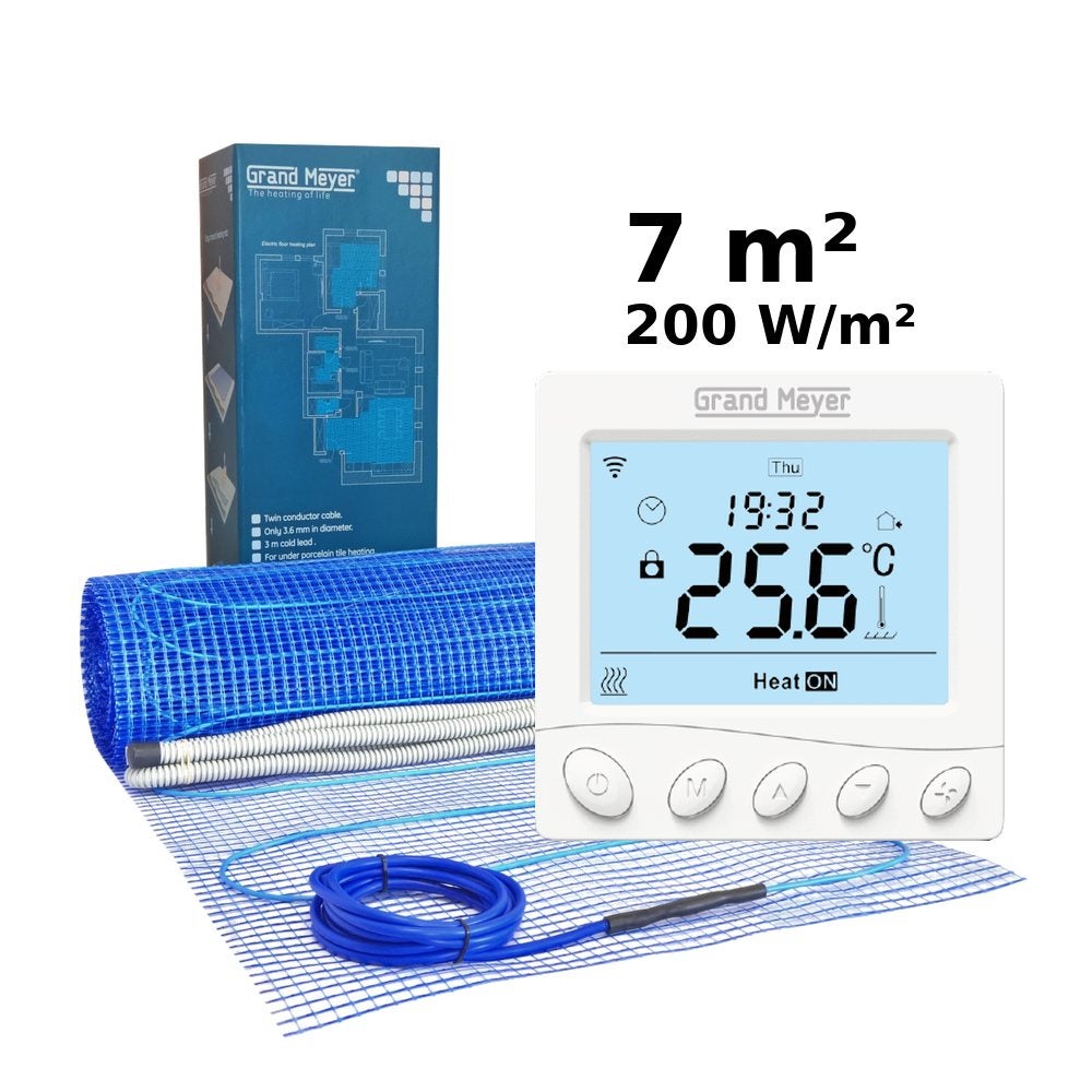 Zestaw do ogrzewania podłogowego 7 m², 200 W/m² + termostat W350 Wi-Fi programowalny