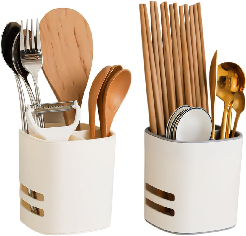 Pojemnik na sztućce, ociekacz na sztućce, organizer na sztućce, wielofunkcyjna tacka na sztućce z 3 przegródkami na łyżkę i widelec