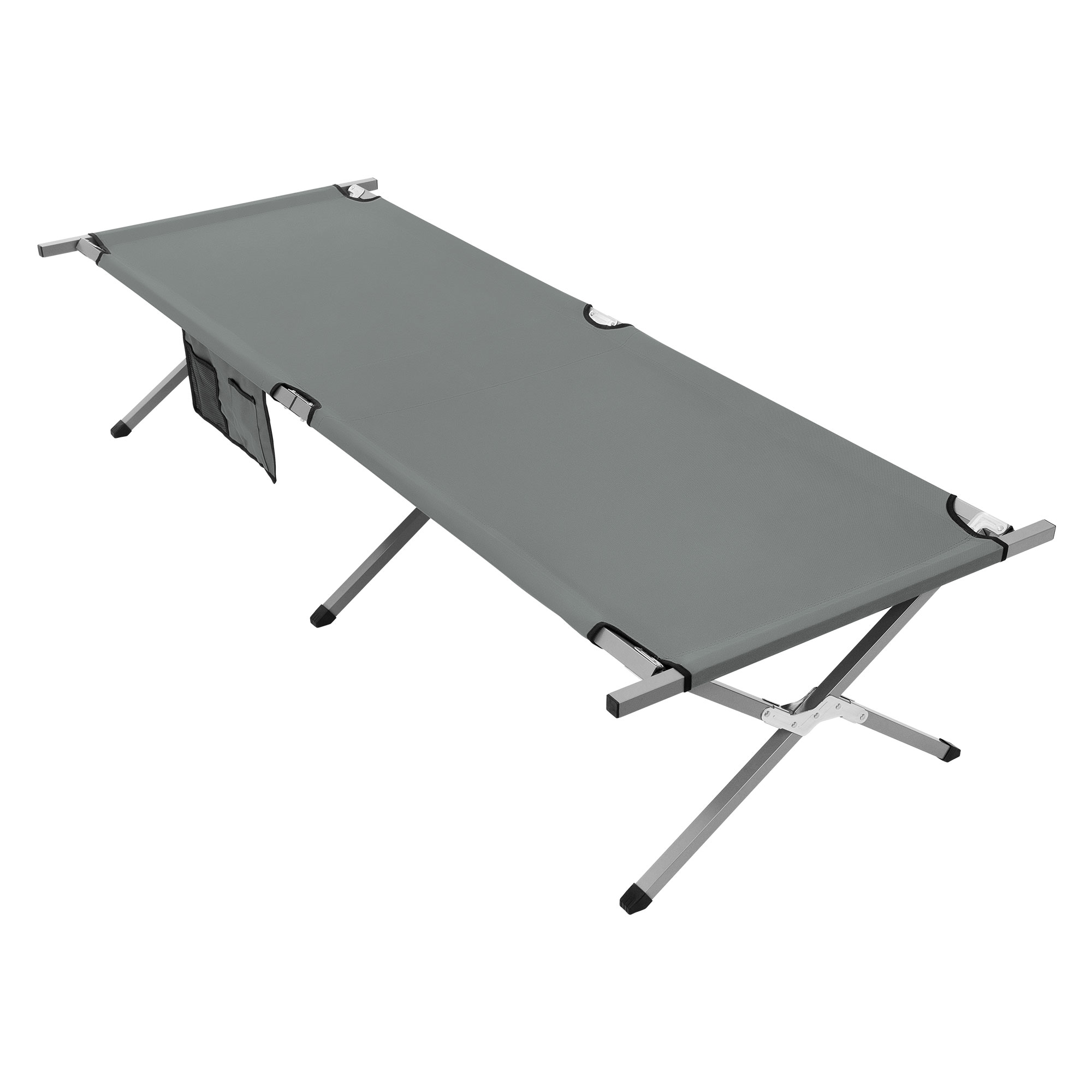 Lit De Camp BURI 2m Acier XL Pliable Avec Sac - Bleu - Pour Camping Ou Invités