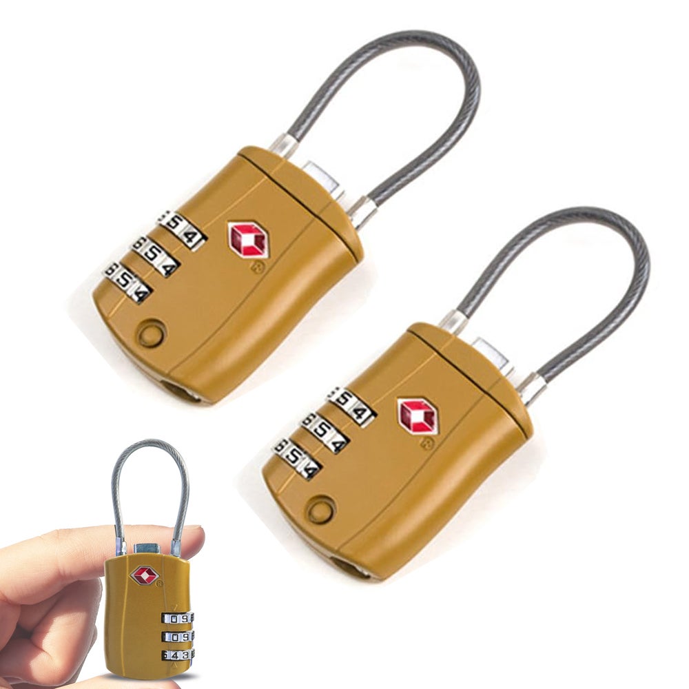 Lot De 4 Cadenas à Câble SharkByte Approuvés TSA - 4 Chiffres Réinitialisables - Sécurité Pour Bagages, Valises, Sacs