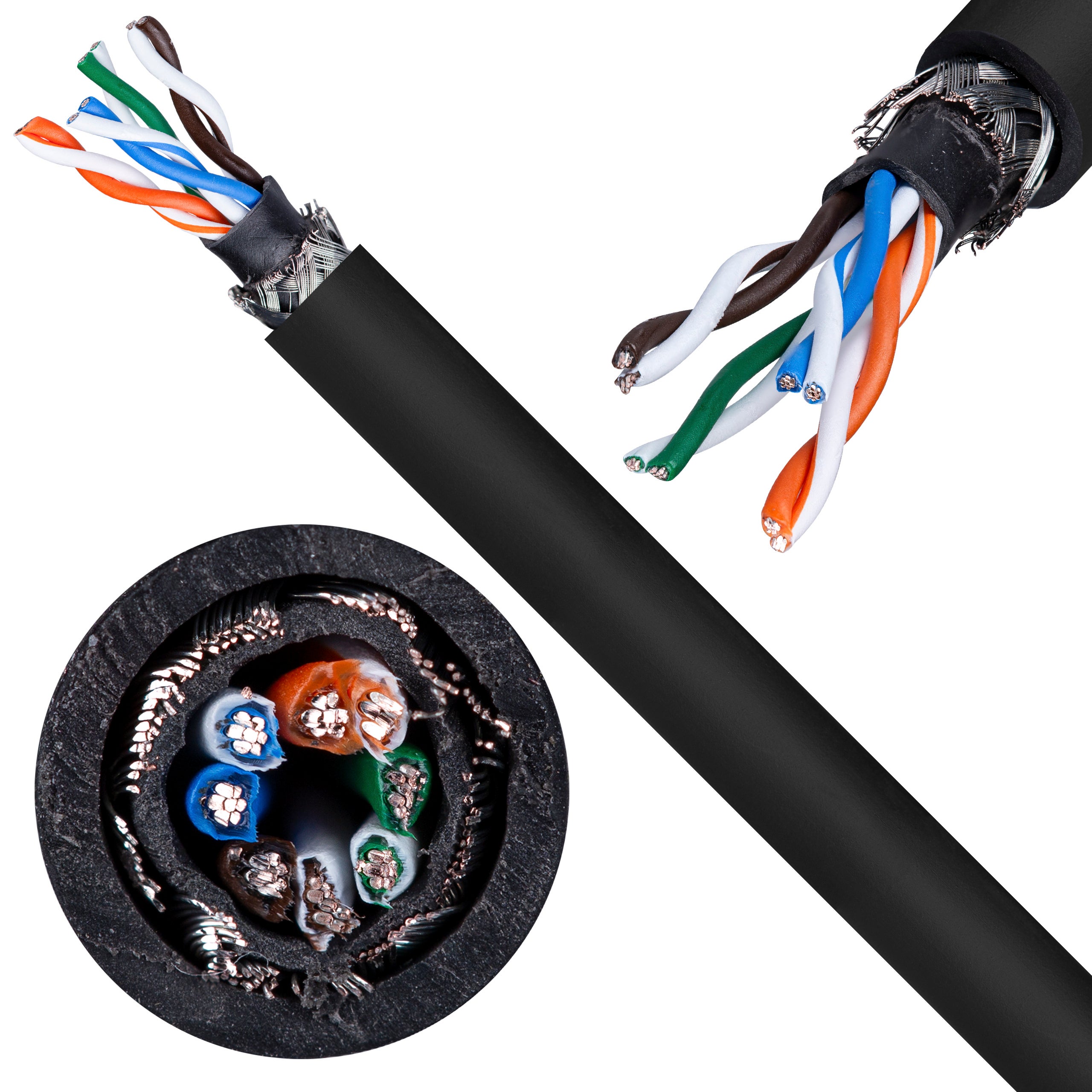 Kabel sieciowy S/UTP kat.5e skrętka mobilna 4x2x0,48mm zewnętrzny suchy PVC czarny linka Bitner BiTsound 200m