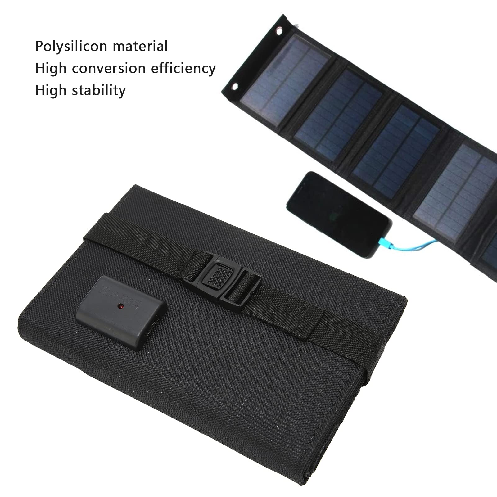 Pannelli solari pieghevoli da 10 W a 5 strati, portatili, ad alta efficienza di conversione, fonte di alimentazione in polisilicio, interfaccia di usc - 8