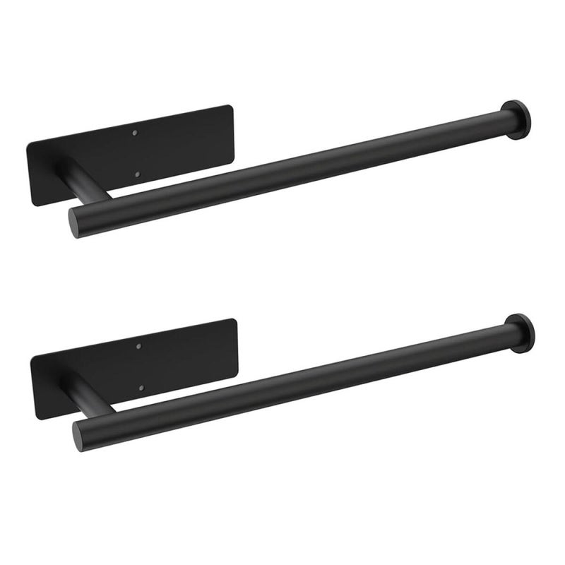 Uchwyt na ręczniki papierowe kuchenny - Uchwyt na ręczniki papierowe pod szafką, samoprzylepny, ścienny, ze stali nierdzewnej (czarny)