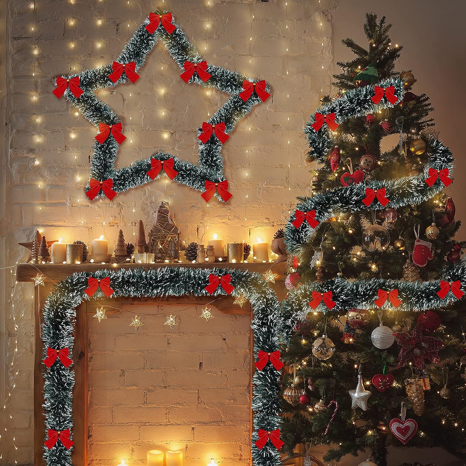 Guirlande De Noël Métallique Torsadée 10m - Épaisse Et Fine - Couleur Champagne Argenté - Pour Sapin, Escalier, Décoration Murale - Réutilisable