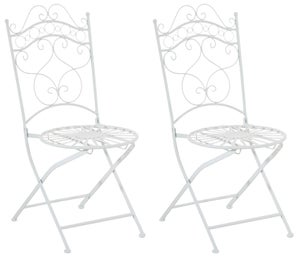 Lot De Chaises Jardin En Fer Style Antique - Crème/blanc - Aubaho