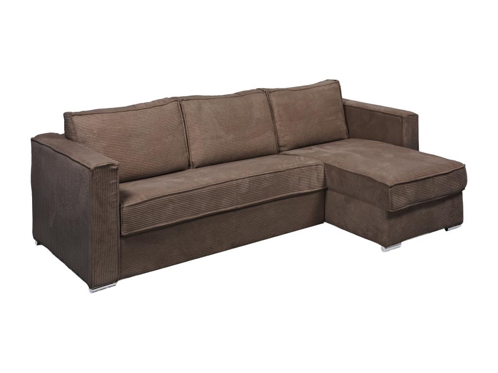 Canapé angle convertible express velours côtelé vert Couchage 160 cm ép