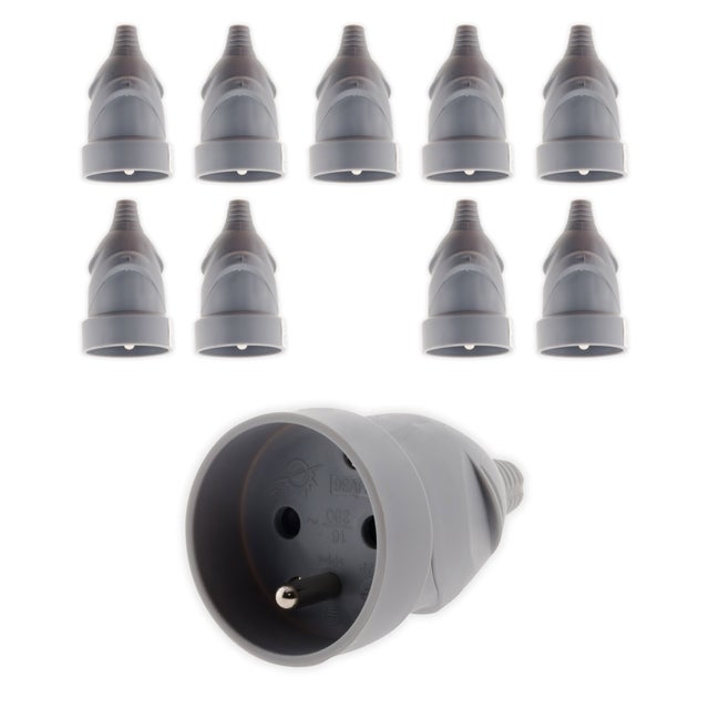 Lot de 10 fiches femelles 16A 2P+T - Gris - Zenitech