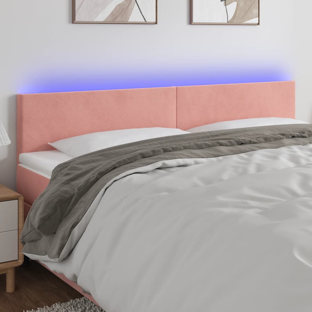 Cabecero con LED，Cabecero de cama，Panel de Cabecera de terciopelo rosa 160x5x78/88 cm CFW511470 - 2
