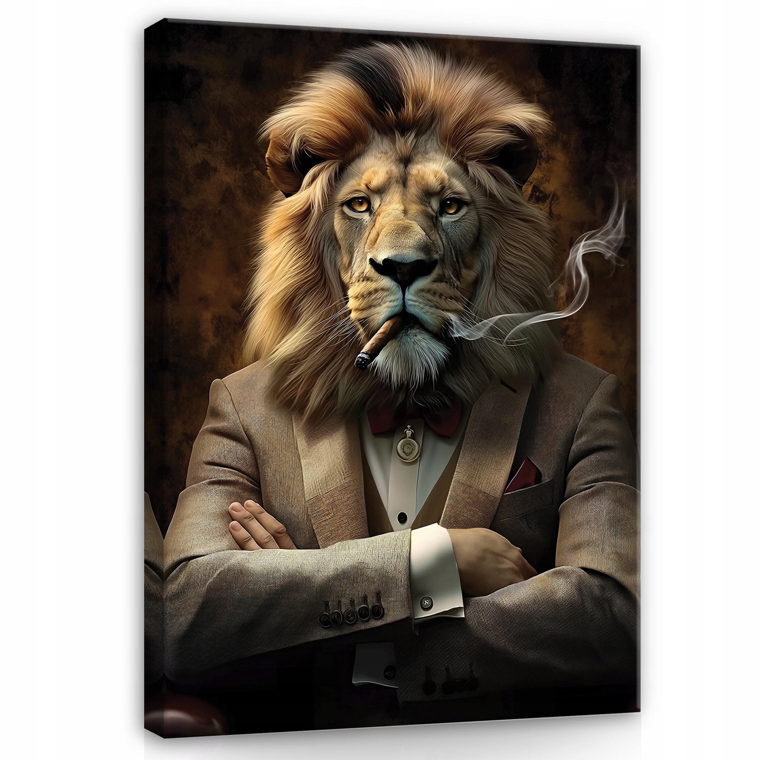 Tablou Canvas negru alb leu motivatie Tablou decorativ Living Bucatarie Tablouri de perete 80x120 cm