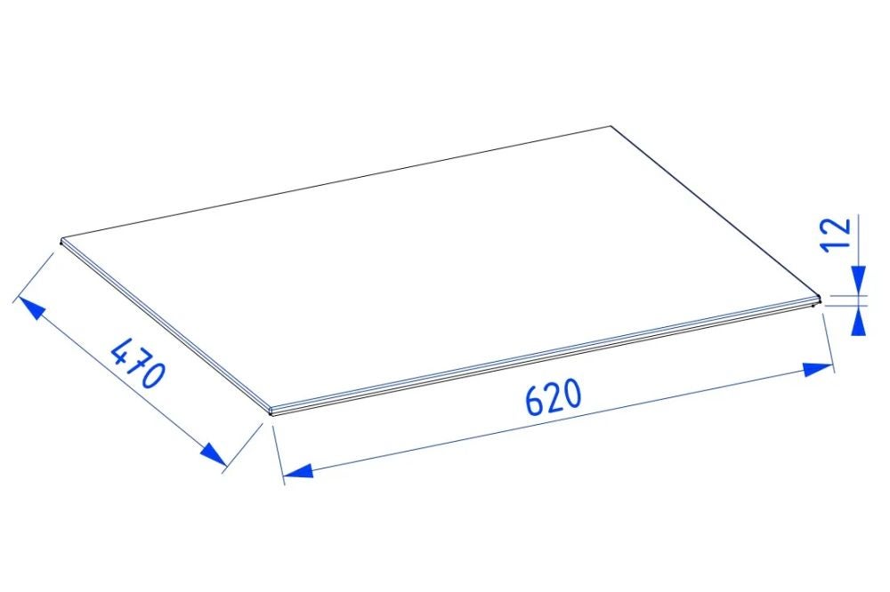 Blat łazienkowy kompaktowy 60 cm biały z fazą 45°