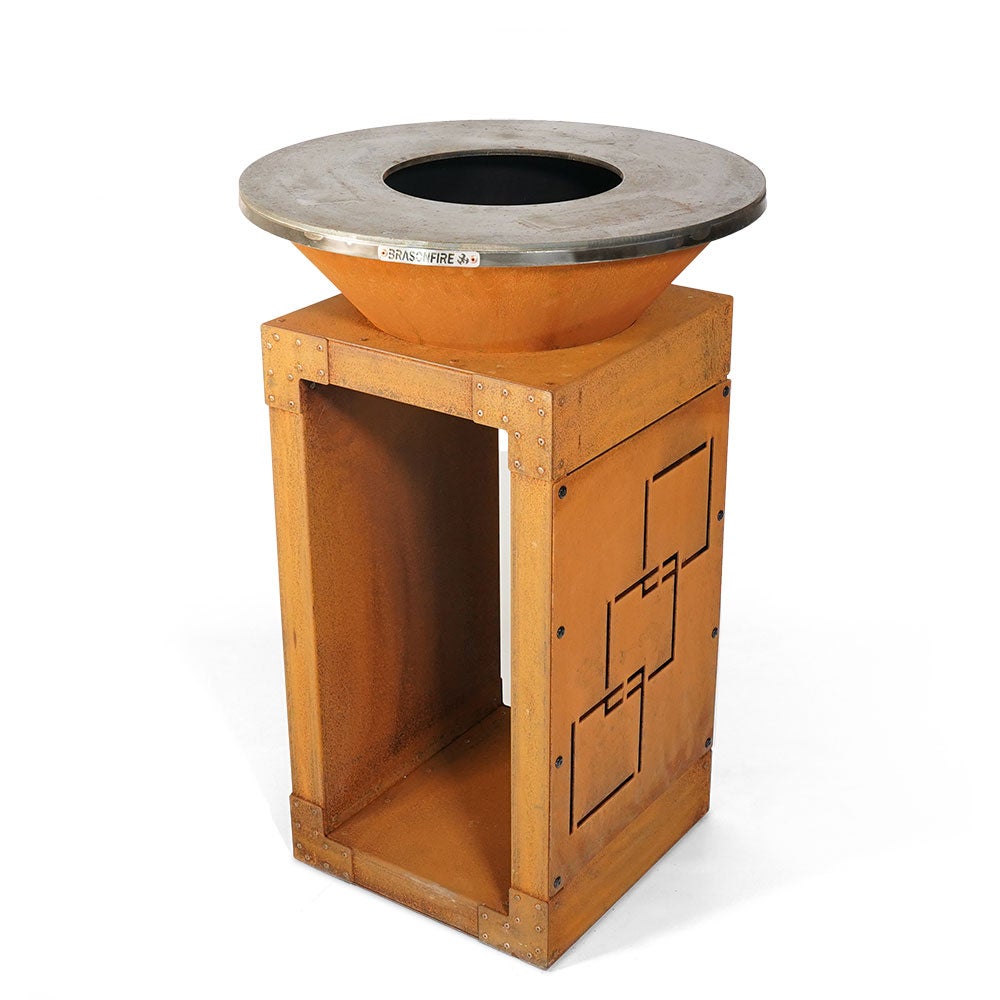 Panneau de décoration en acier corten, motif carré pour brasero Brasonfire 60cm - 2