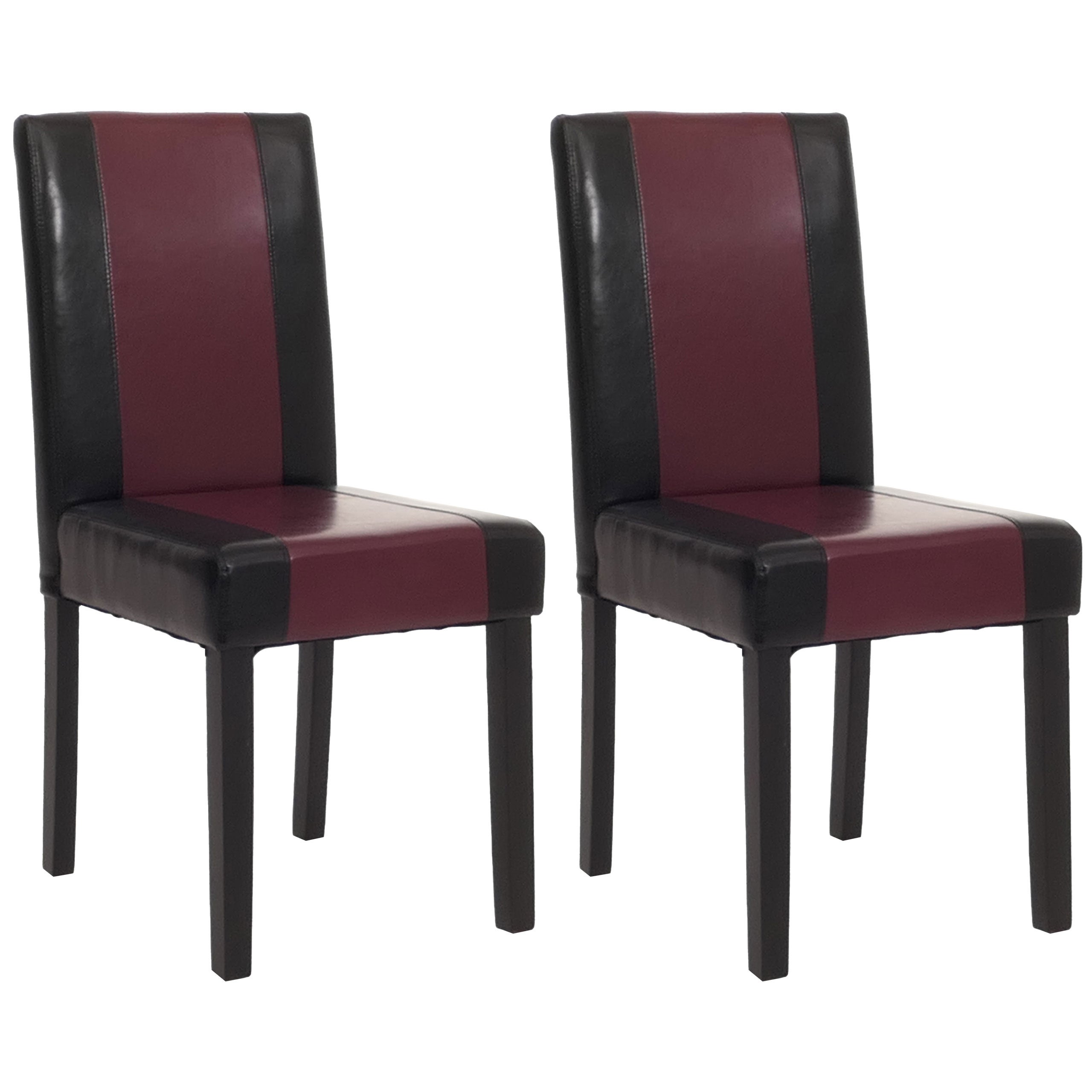 Zestaw 2 krzeseł do jadalni Krzesło kuchenne Littau ~ imitacja skóry, czarno-czerwony, ciemne nogi
