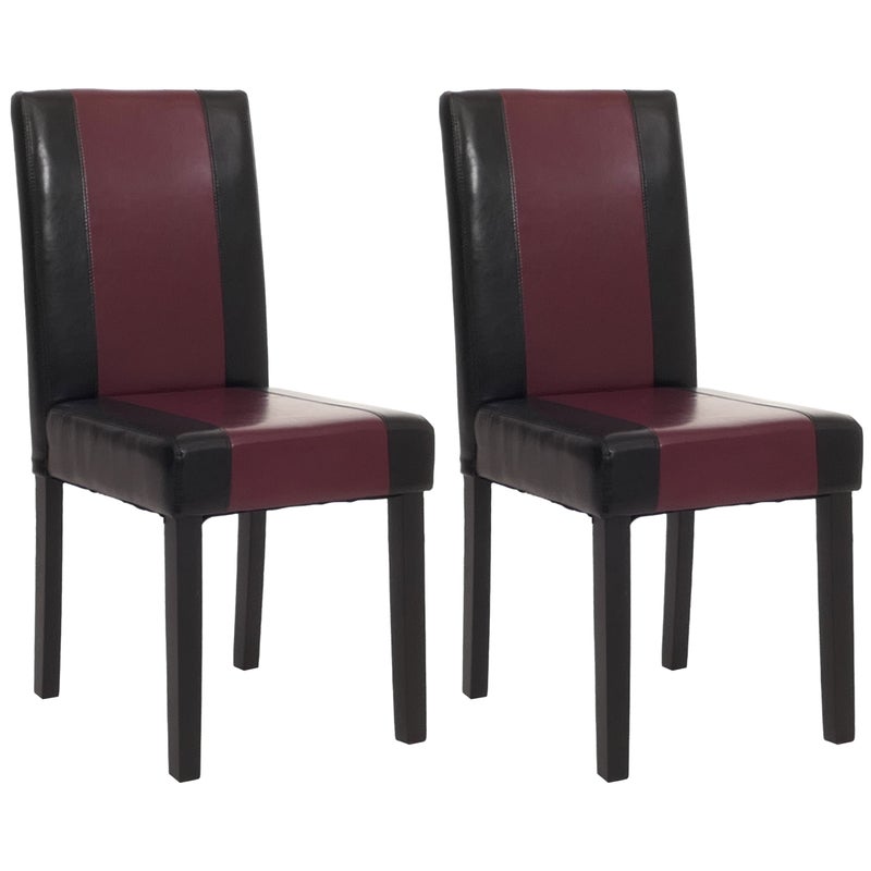 Zestaw 2 krzeseł do jadalni Krzesło kuchenne Littau ~ imitacja skóry, czarno-czerwony, ciemne nogi