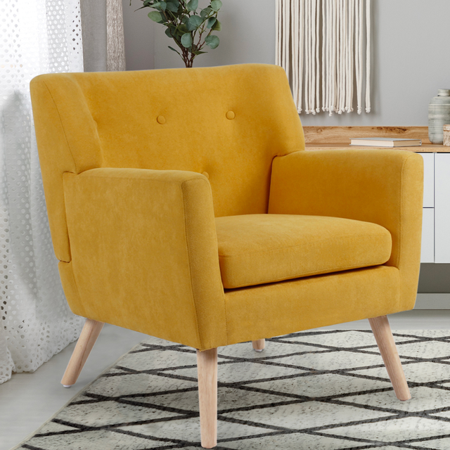 Fauteuil scandinave jaune moutarde pas cher au style nordique | ID Market