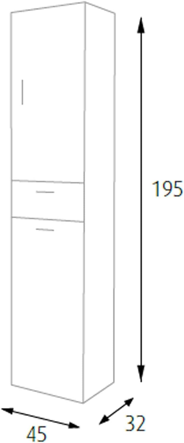 King Home ARMADIO 1ANTA+1CASSETTO C/CESTELLO PORTABIANCHERIA 45x32x195h cm bianco - 3