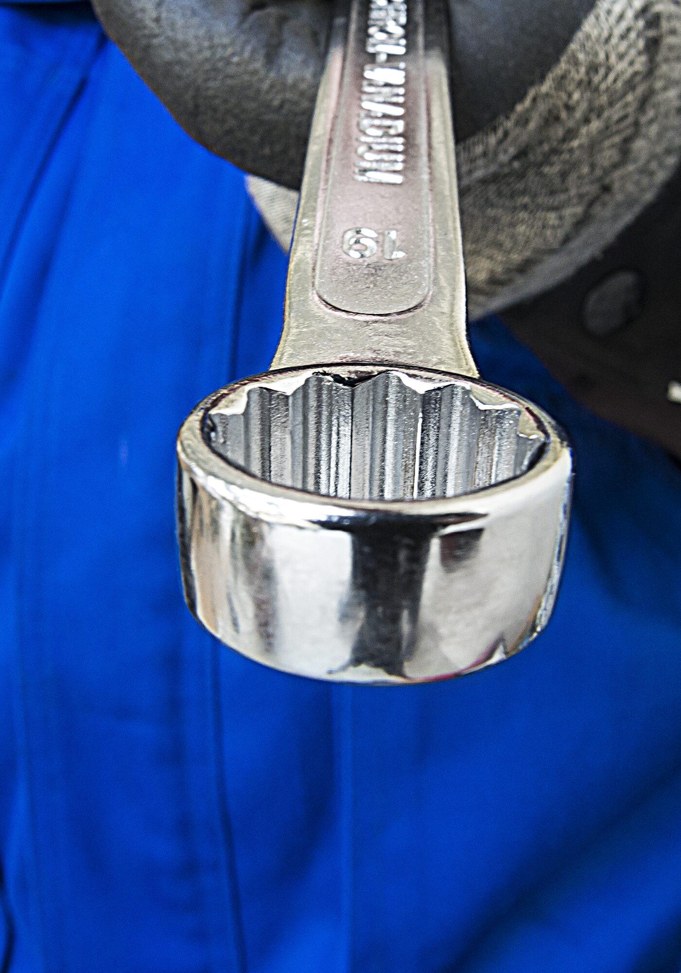 Vigor Chiave combinata ad anello V7740-30, SW 30 mm, modello lungo, gomito a 15°, profilo esagonale esterno e doppio esagono, cromata e lucida - 3