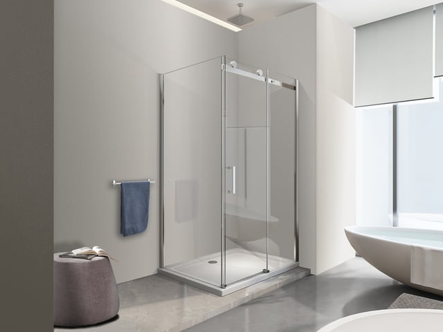 NALA Box doccia 8 MM a 2 lati parete fissa laterale + porta scorrevole reversibile altezza 190 cm 70x100