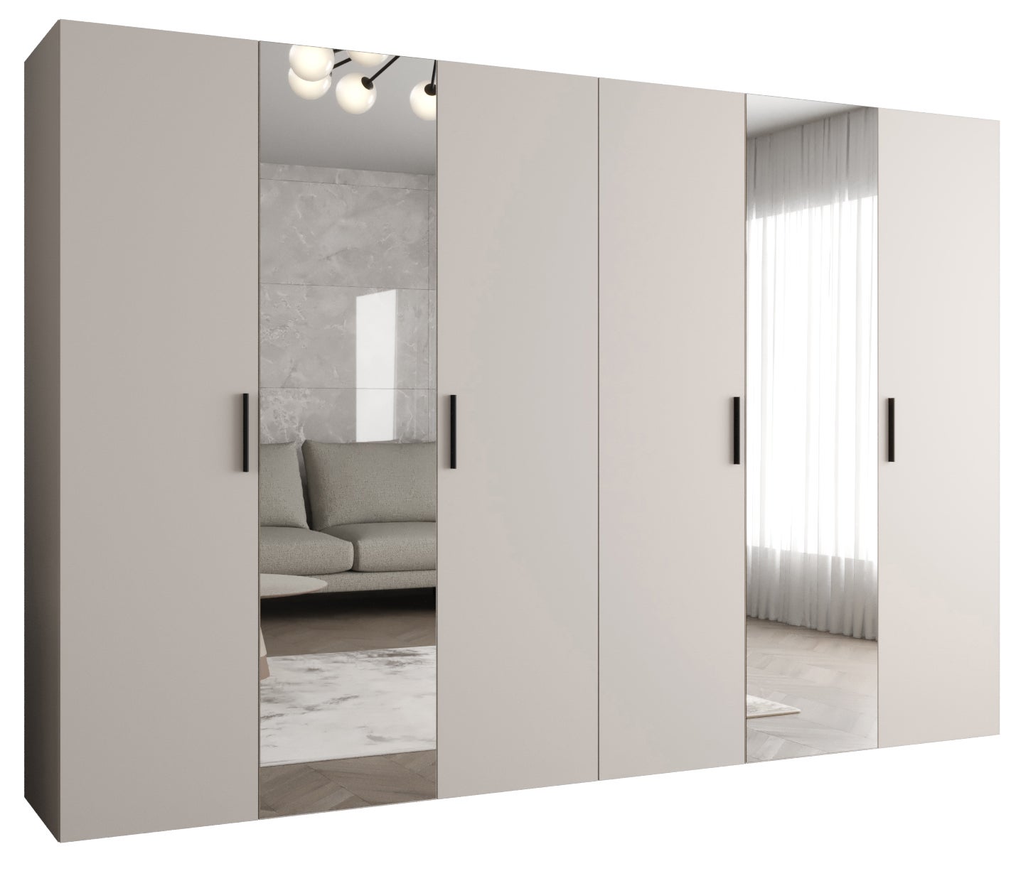 Szafa uchylna otwierana Bari 2 300 x 52 x 202 cm kaszmir + u. czarny Abiks Meble