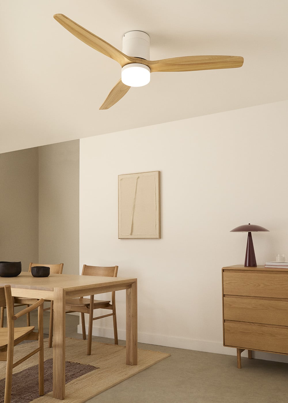 CREATE - WIND CALM M - Ventilateur de plafond silencieux 40W avec pales techniques en ABS Ø132cm avec eclaraige avec contrôleur mural - 3