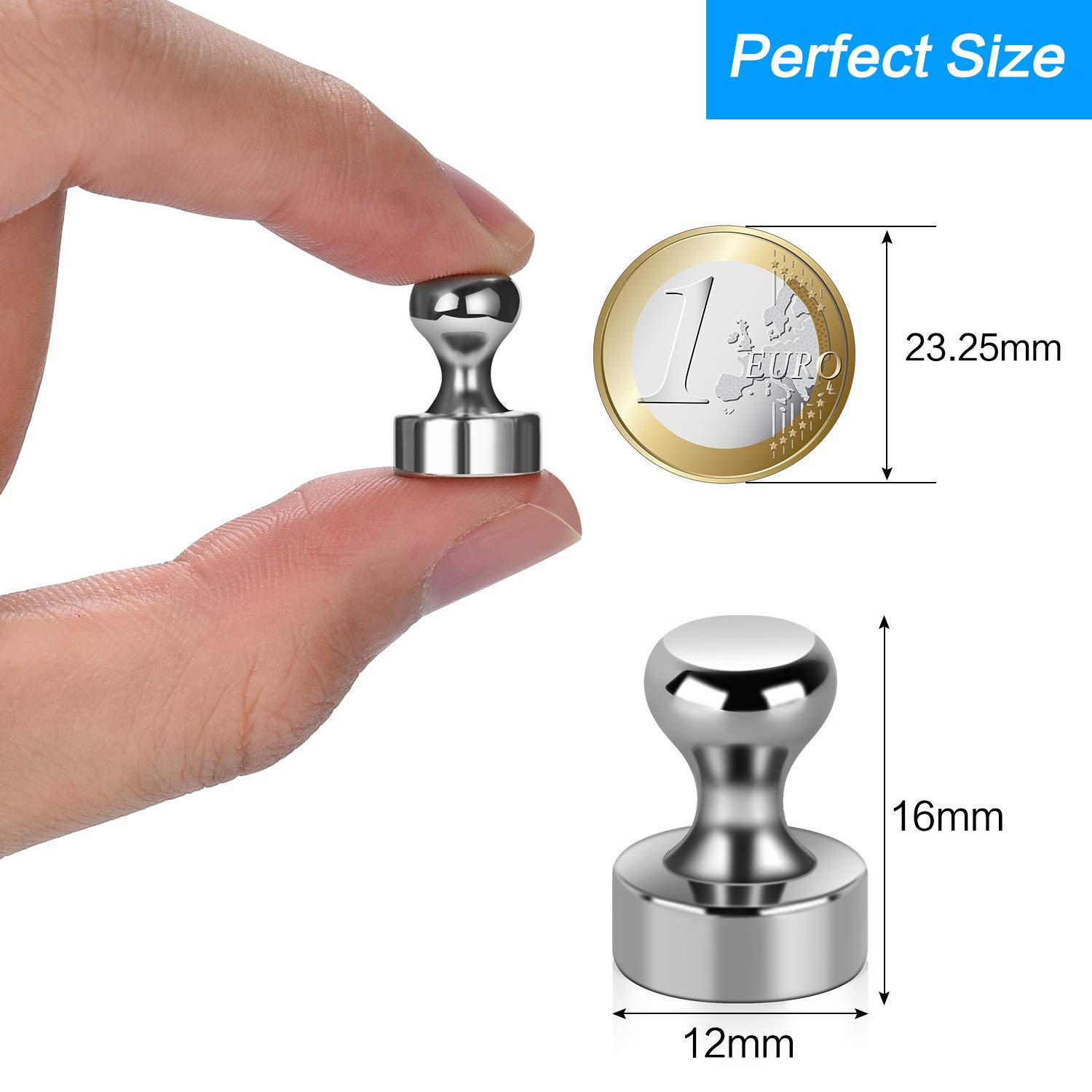 50 Magnetini Colorati Per Frigorifero – Forti E Piatti, Diametro 2 Cm – Ideali Per Lavagne E Note