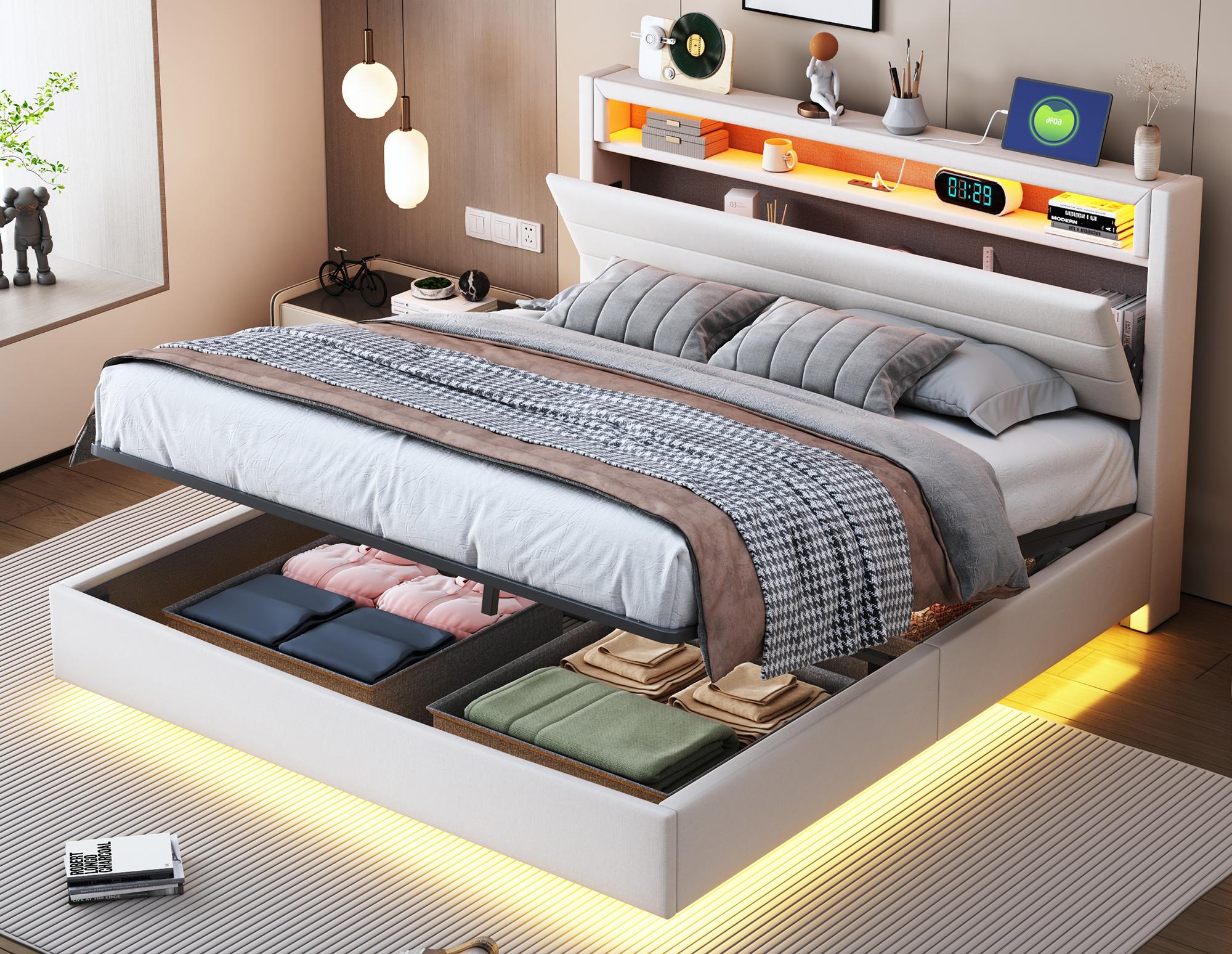 Pościel 140x200 cm - z wtyczką USB i diodą LED - Beżowy