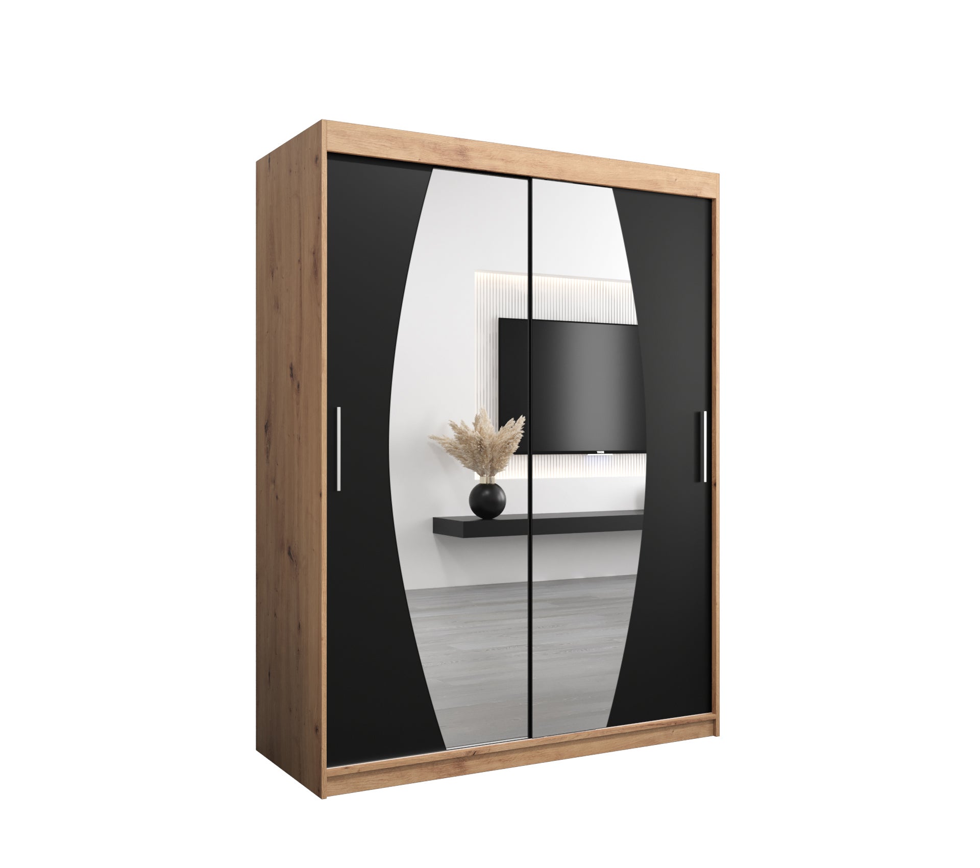 Szafa przesuwna garderoba ELYPSE 150 x 62 x 200 cm Artisan + Czarny - Abiks Meble