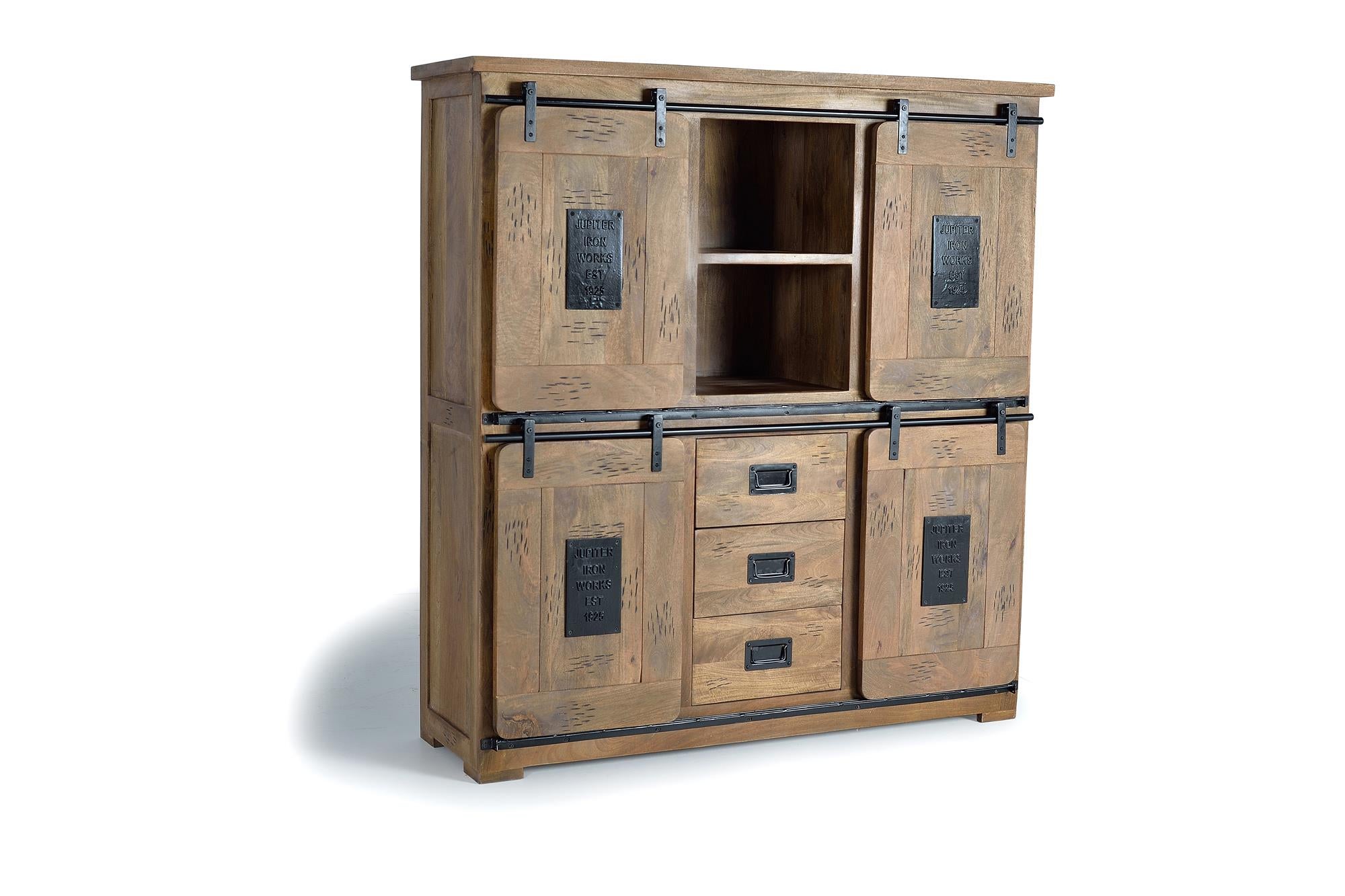 Vaisselier en bois manguier et metal