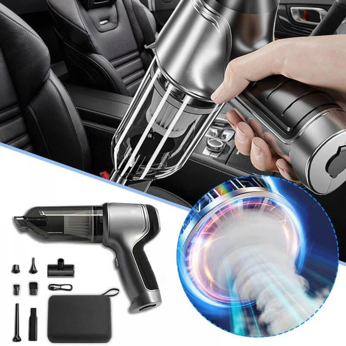 Aspirapolvere per auto senza fili 3 in 1 portatile ad alta aspirazione,  potente, per liquidi e solidi, set da 12000PA | Leroy Merlin