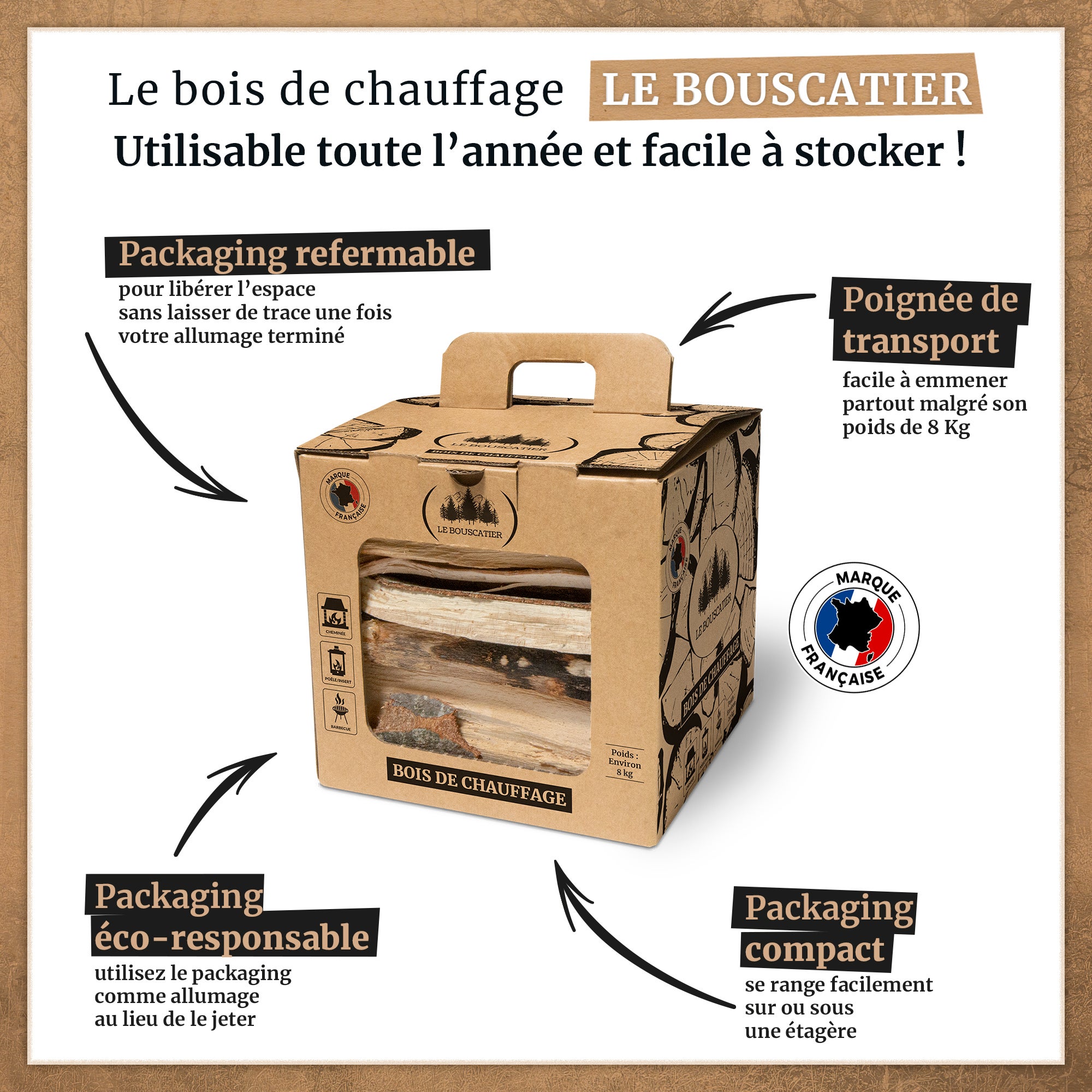 Carton de 20l bois de chauffage pour cheminée poêle four à pizza cuisinières Barbecue brasero - 2
