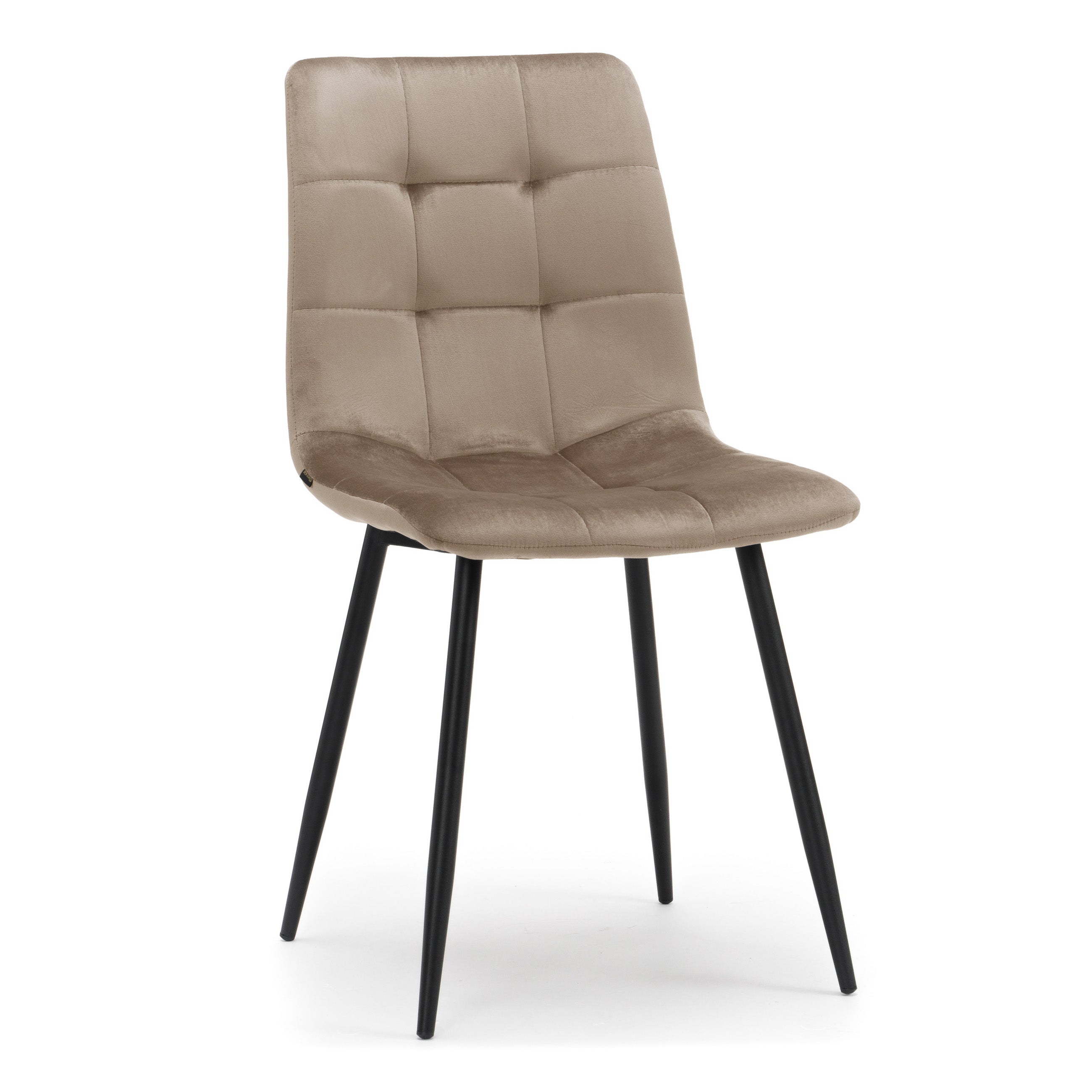 Krzesło tapicerowane pikowane welurowe do salonu PARMA ciemnobeżowe
